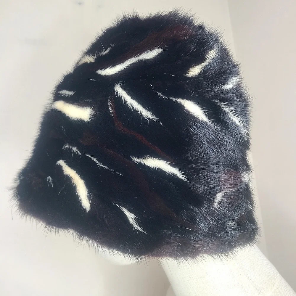 Vtg Ermina Graphic Fur Hat Retro Winter Trend High Fashion Statement Piece